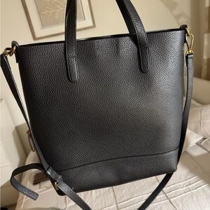 Elegant Black Leather Tote Bag